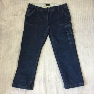 Lands End Lined Jeans Sz 16P Multiple Pockets Hiking Camping Outdoor Pants